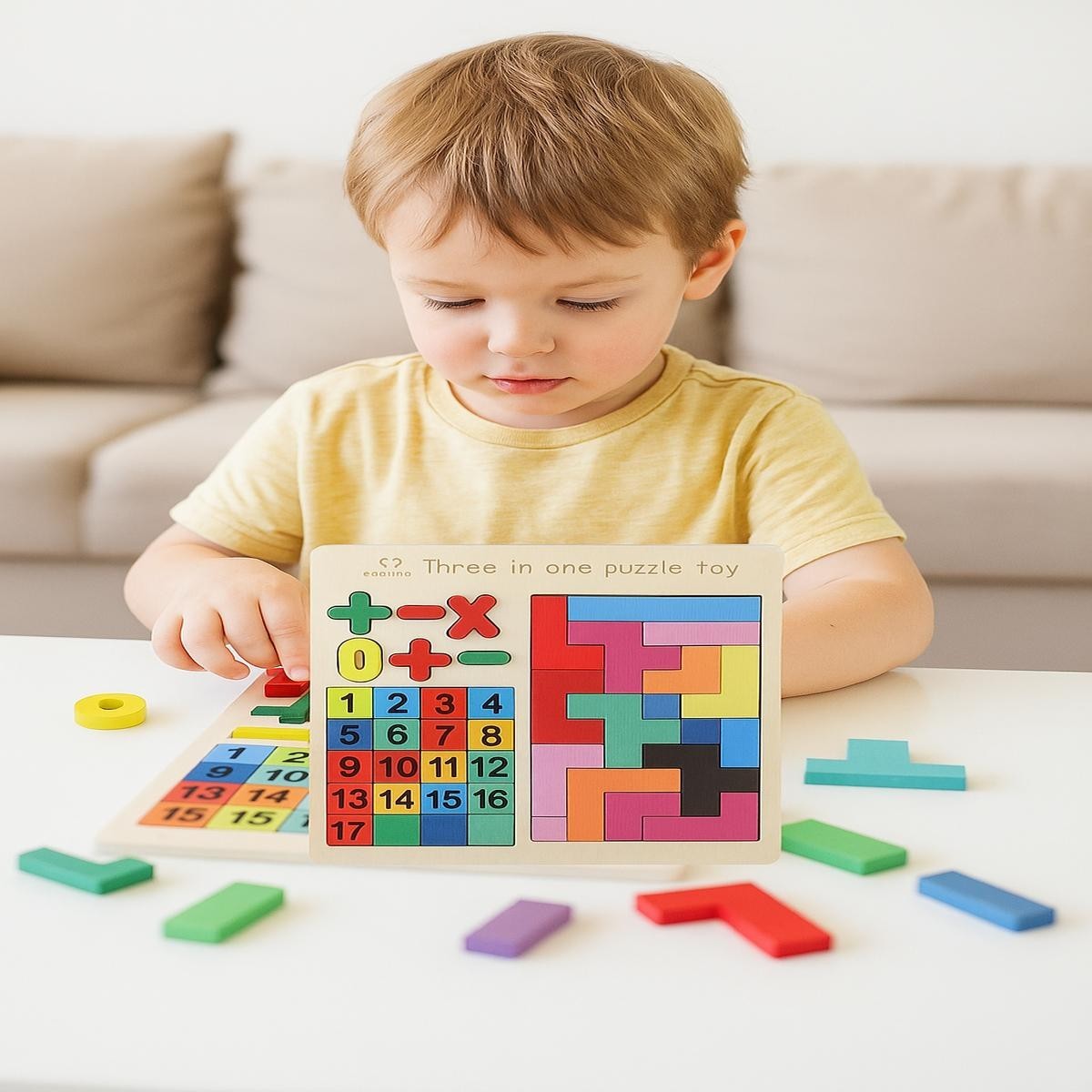 JEU ÉDUCATIF EN BOIS PUZZLE CHIFFRES COULEURS ENFANTS MONTESSORI 22.5CM 07285