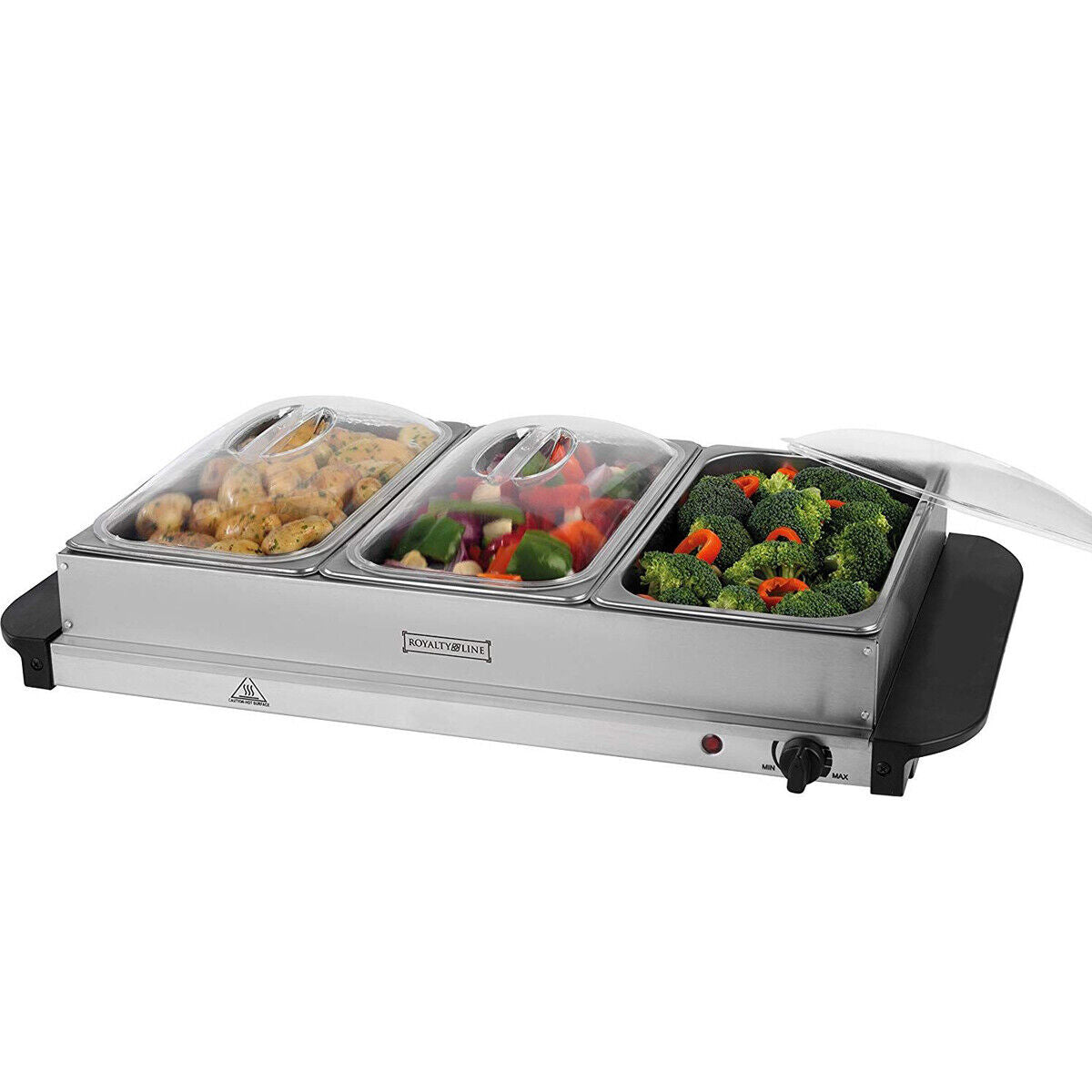 ROYALTY LINE BUFFET SERVER 3 SCOMPARTI PIASTRA CALDA 400W PARTY CATERING RLBF3