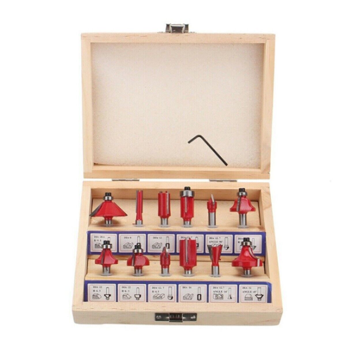 SET 12 FRESE FRESA PER LEGNO SCANALARE RIFILARE SANALATURE FRESATRICE 6.35 mm