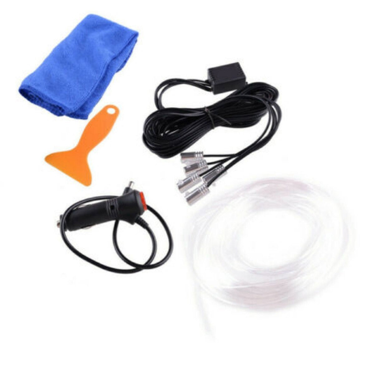 KIT LUCE ATMOSFERA STRISCIA FILO FIBRA OTTICA INTERNI AUTO 6MT RGB LED SMART APP