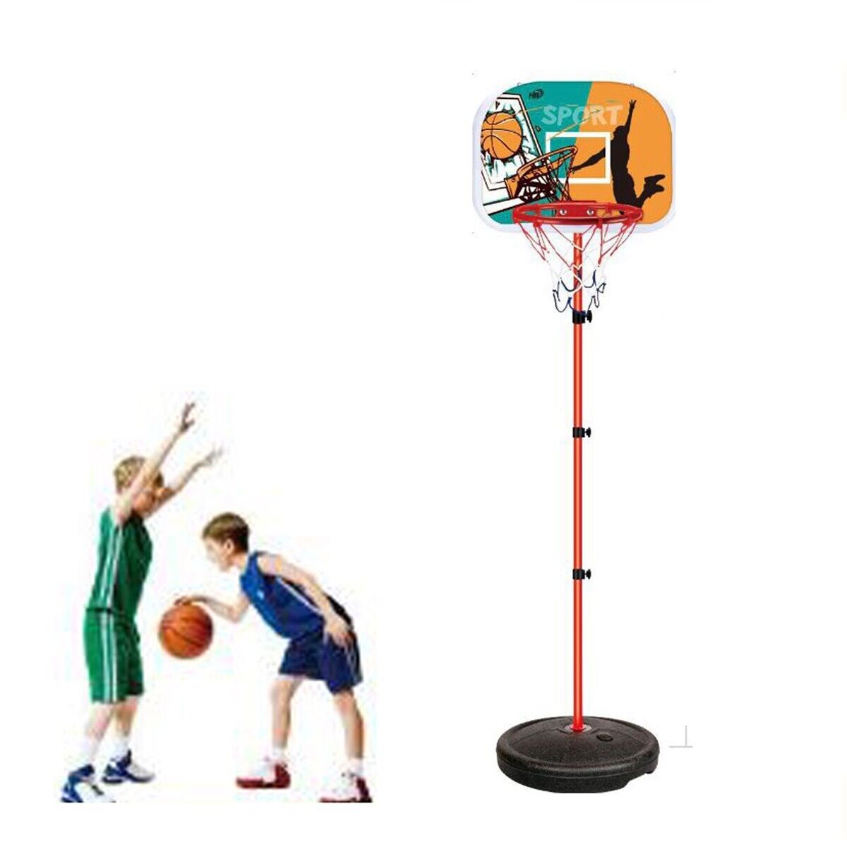 CANESTRO BASKET ALTEZZA REGOLABILE CON TABELLONE PALLA PER BAMBINI MEDIUM 94938