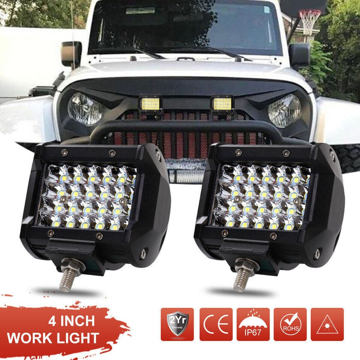 PHARES SUPPLÉMENTAIRES PROFONDEUR VOITURE TOUT-TERRAIN QUOD 12V 24 LED 72W 6000K IP68
