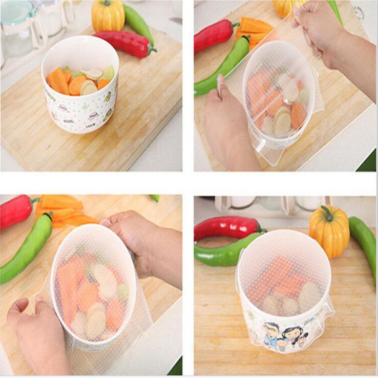 LOT DE 4 FILMS ALIMENTAIRES LAVABLES ET RÉUTILISABLES STRETCH AND FRESH