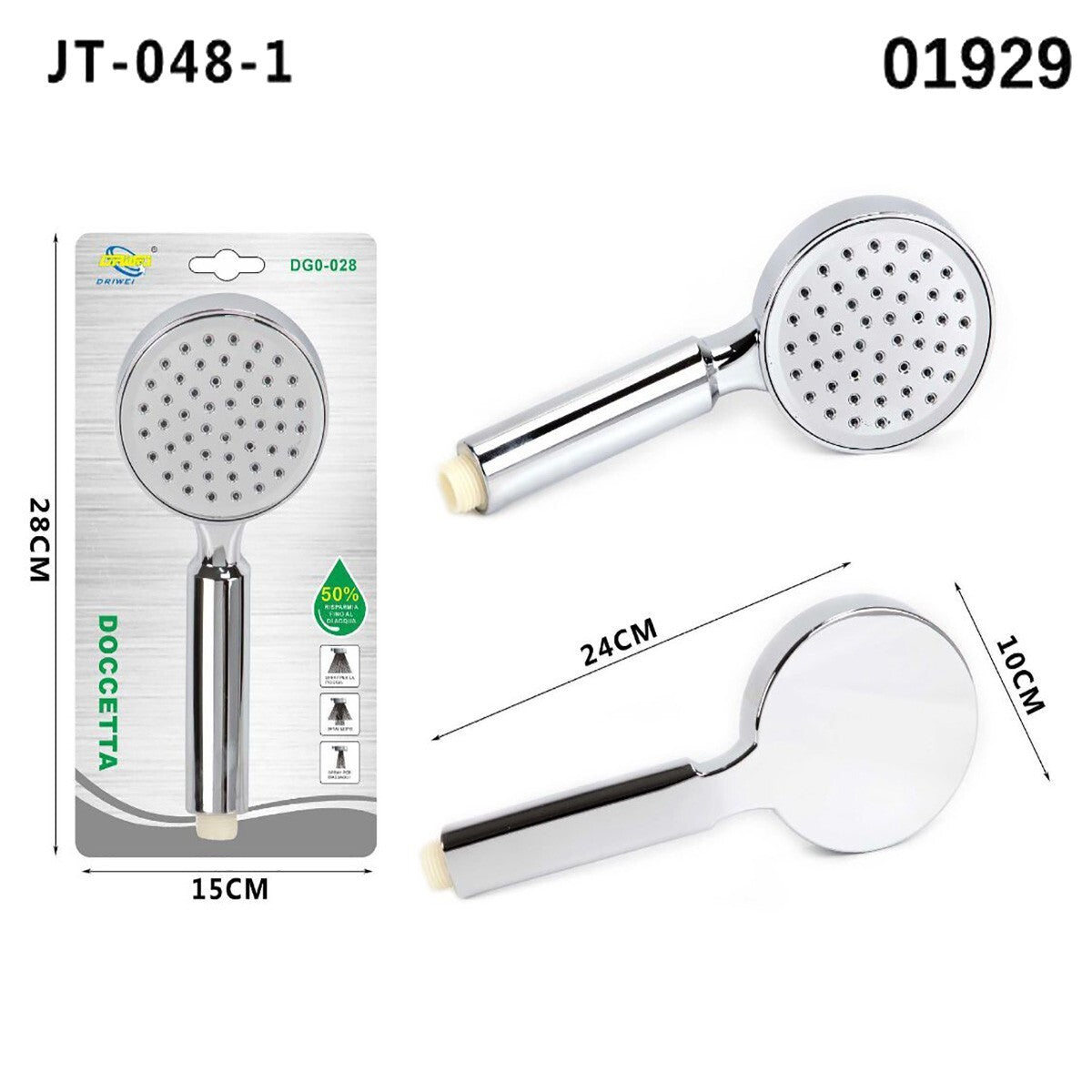 SOFFIONE BRACCIO DOCCINO BAGNO DOCCIA VASCA UNIVERSALE ROTONDO 01929