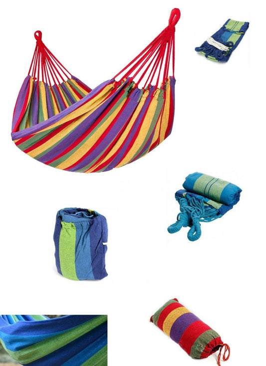 HAMAC DE JARDIN INDIVIDUEL COLORÉ SAC EN COTON CAMPING TENTE TISSU 190 X 80 CM