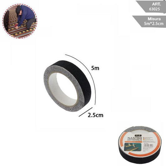 RUBAN ANTIDÉRAPANT ADHÉSIF 5M 2,5MM NOIR ESCALIERS SOLS SURFACES GLISSANTES