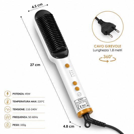 SPAZZOLA LISCIANTE ELETTRICA PER CAPELLI 45W PIASTRA SPAZZOLA STIRANTE AS-06005