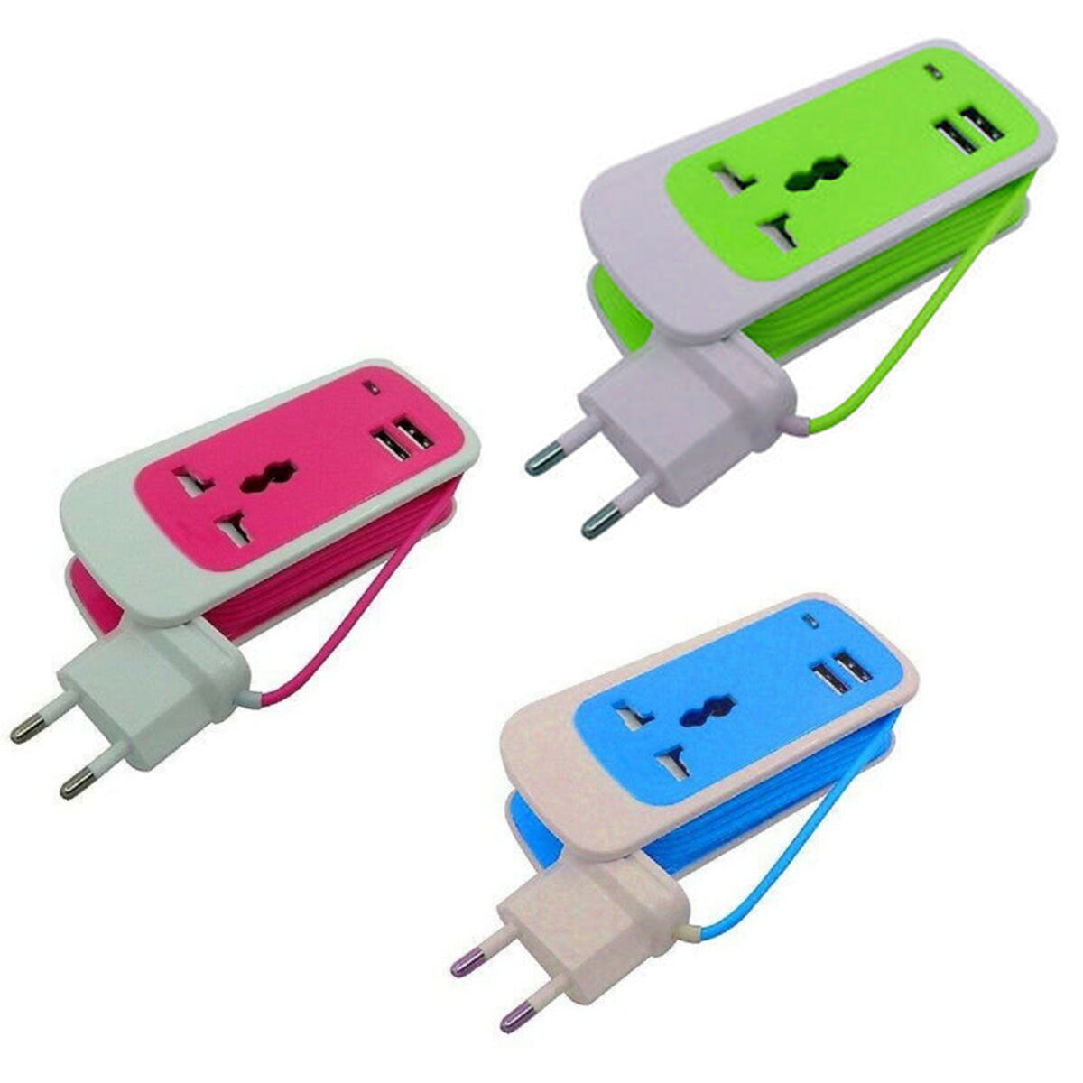 ADAPTATEUR DOUBLE USB MULTIFONCTION 3 EN 1 UNIVERSEL SOCKET 1,5 MÈTRE 2,1 A FZ-015