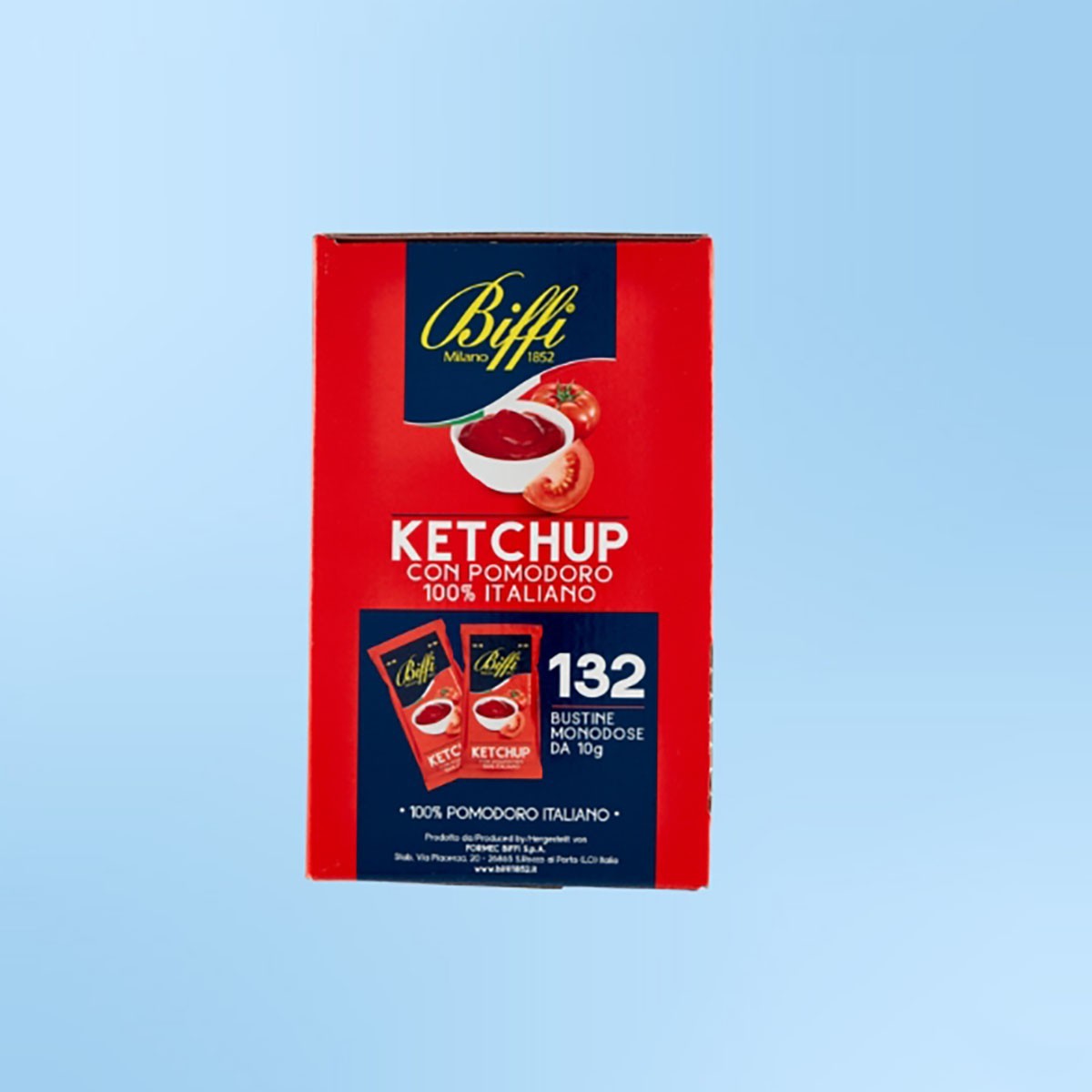 KETCHUP BIFFI 132 BUSTINE MONODOSE CON POMODORO 100% ITALIANO MONOPORZIONE 10GR