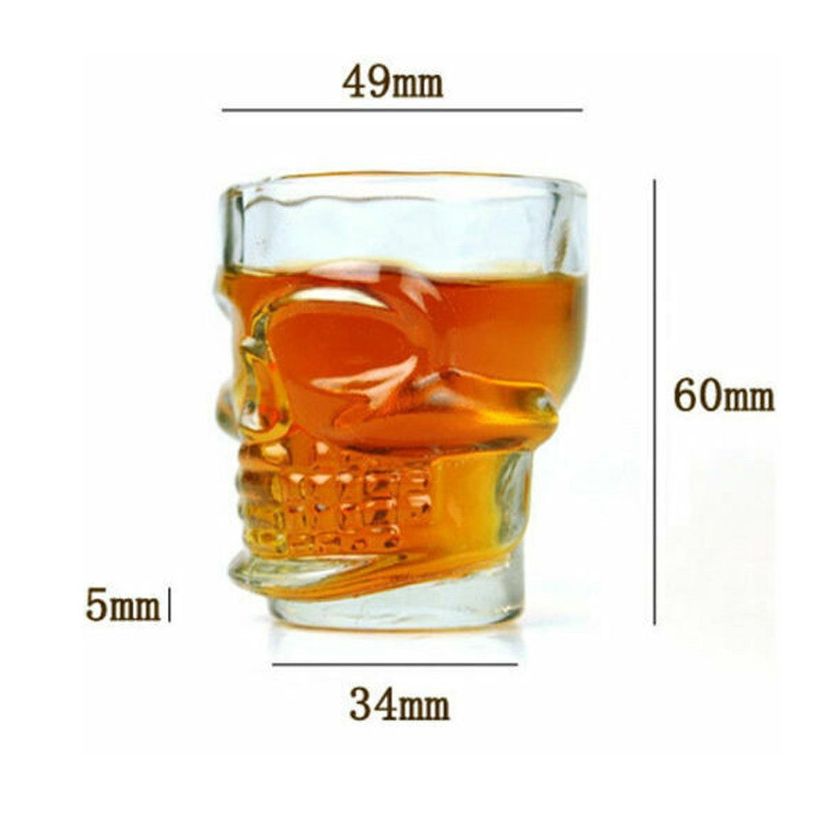 4 BICCHIERINI IN VETRO A FORMA DI TESCHIO PER SHOTTINI COCKTAIL PARTY SKULL SHOT