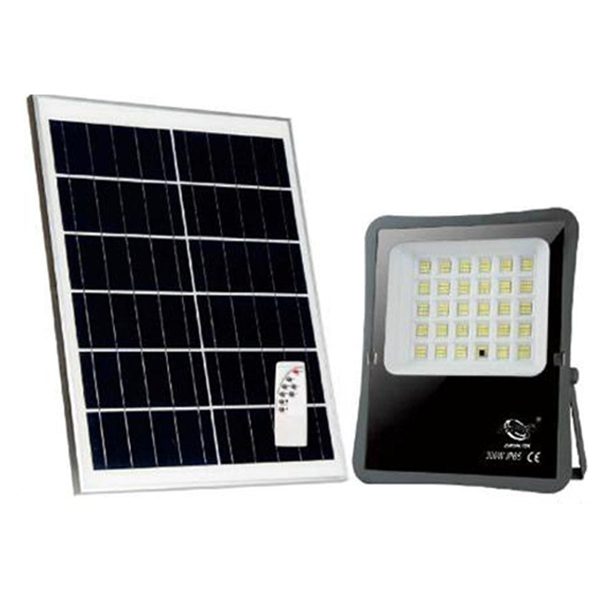 FARO LED FARETTO ALTA LUMINOSITA' PANNELLO SOLARE CREPUSCOLARE TELECOMANDO 300W