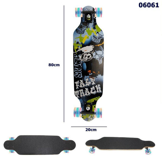 SKATEBOARD SKATE EN BOIS IMPRIMÉ COLORÉ ENFANTS ADOS 80CM 06061