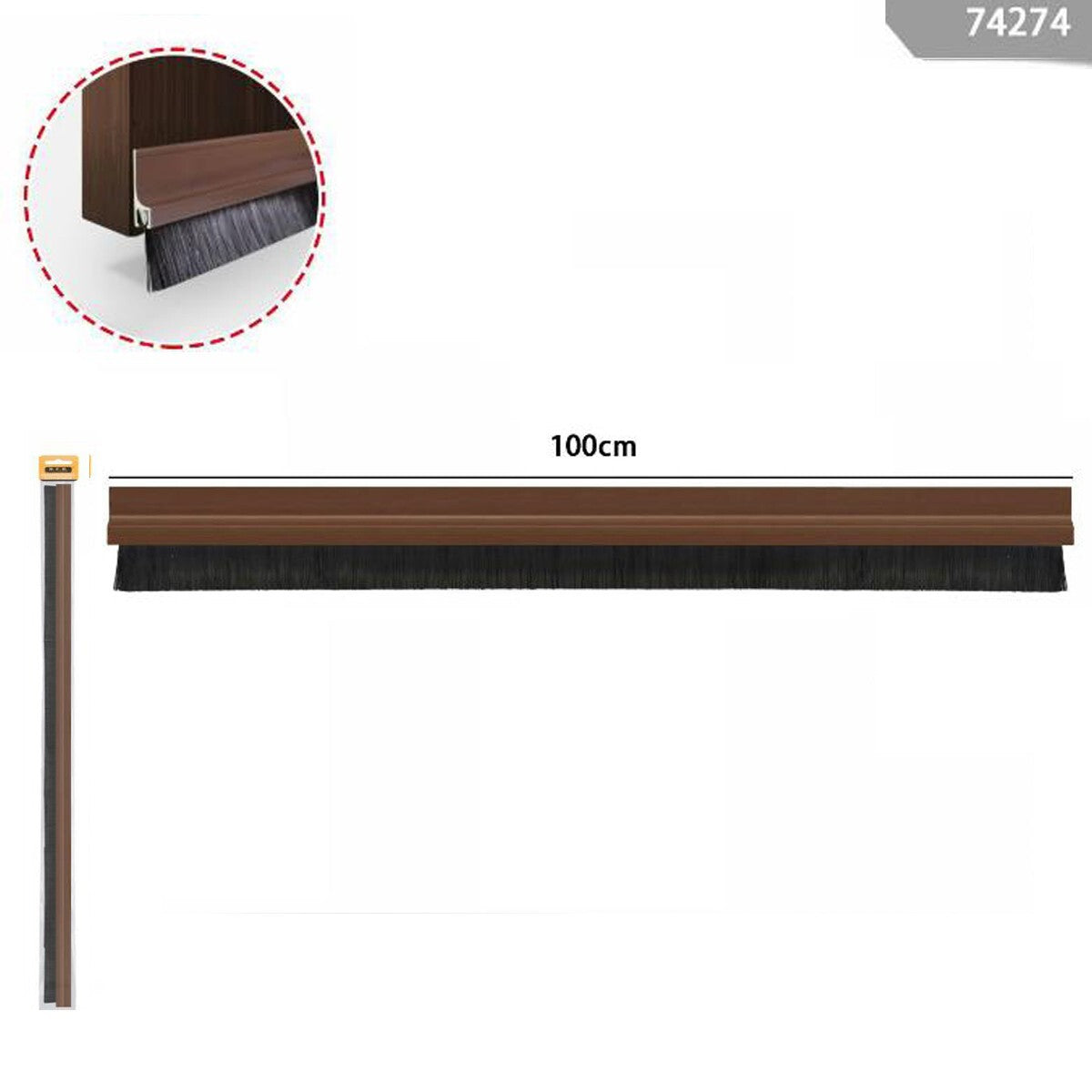 PARAFREDDO PARASPIFFERI SOTTOPORTA ADESIVI PVC RIGIDO CON SPAZZOLA 100CM MARRONE