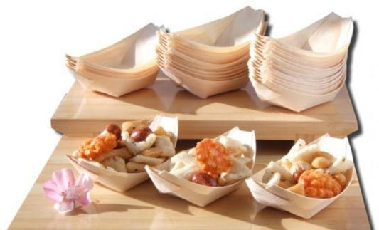 6 BARQUETTES BAMBOU SALADIER FÊTE AMUSE-GUEULES BOIS SOIRÉE SNACK FINGER FOOD 11 CM