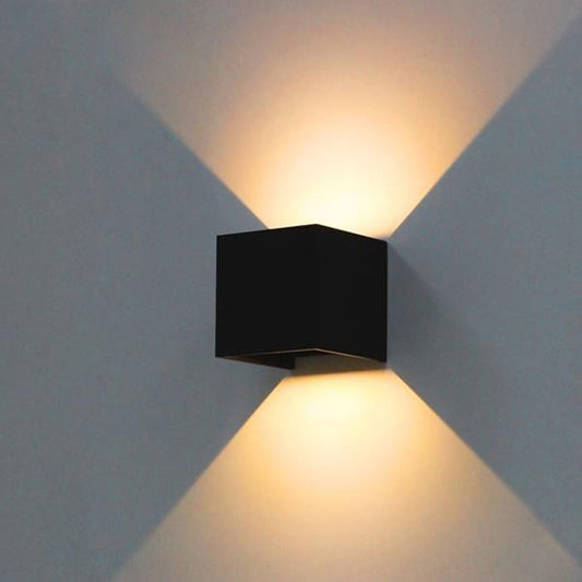 APPLIQUE NERO CUBO LED 10W FARETTO LAMPADA PARETE MURO LUCE CALDO 3000K