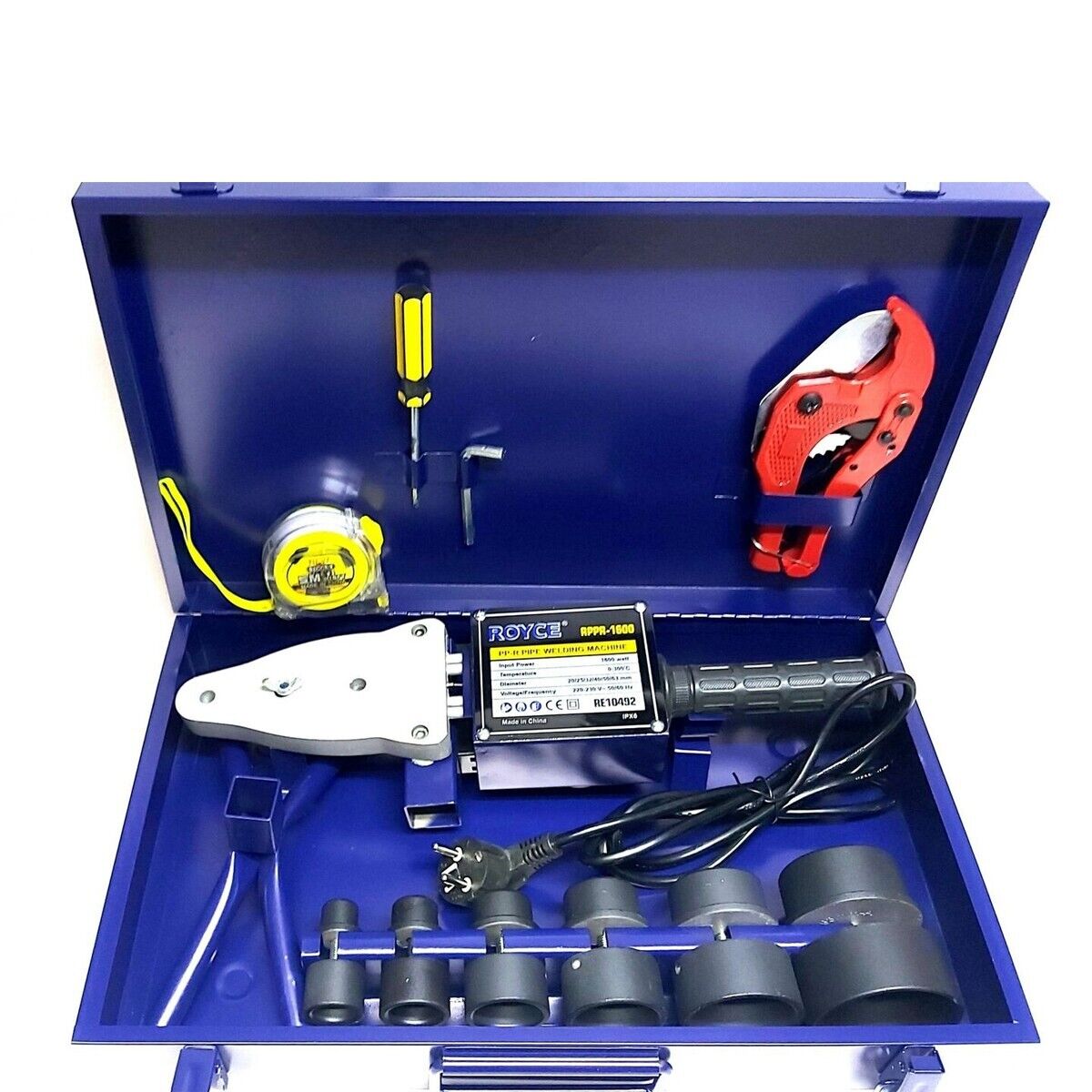 SALDATORE POLIFUSORE 1600W SALDATURA TUBI PLASTICA PVC PVDF 6 MATRICI RPPR-1600