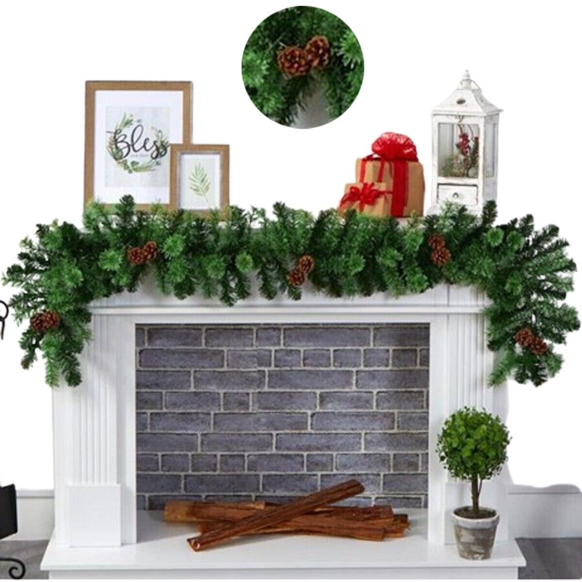 GHIRLANDA DI NATALE ADDOBBI RAMI ARCO DECORAZIONI PIGNA FESTONE TRALCIO 70893