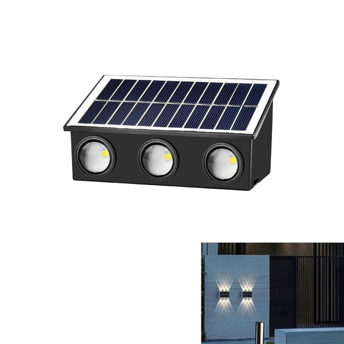 APPLIQUE LAMPADA 6 LED MURO PARETE SOLARE IP65 BIANCO FREDDO GIARDINO TE-B0574