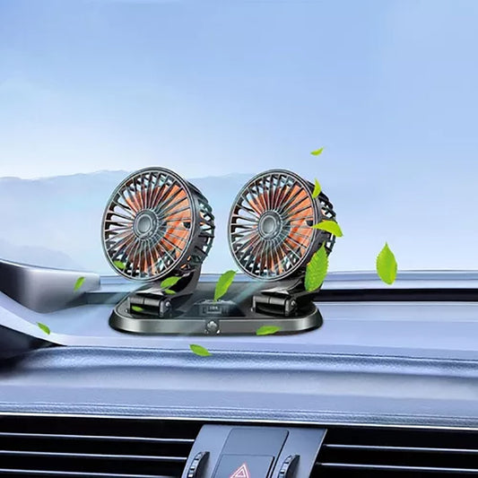 DOUBLE VENTILATEUR DE VOITURE 12V PORTABLE DE VOYAGE RÉGLABLE AIR FRAIS