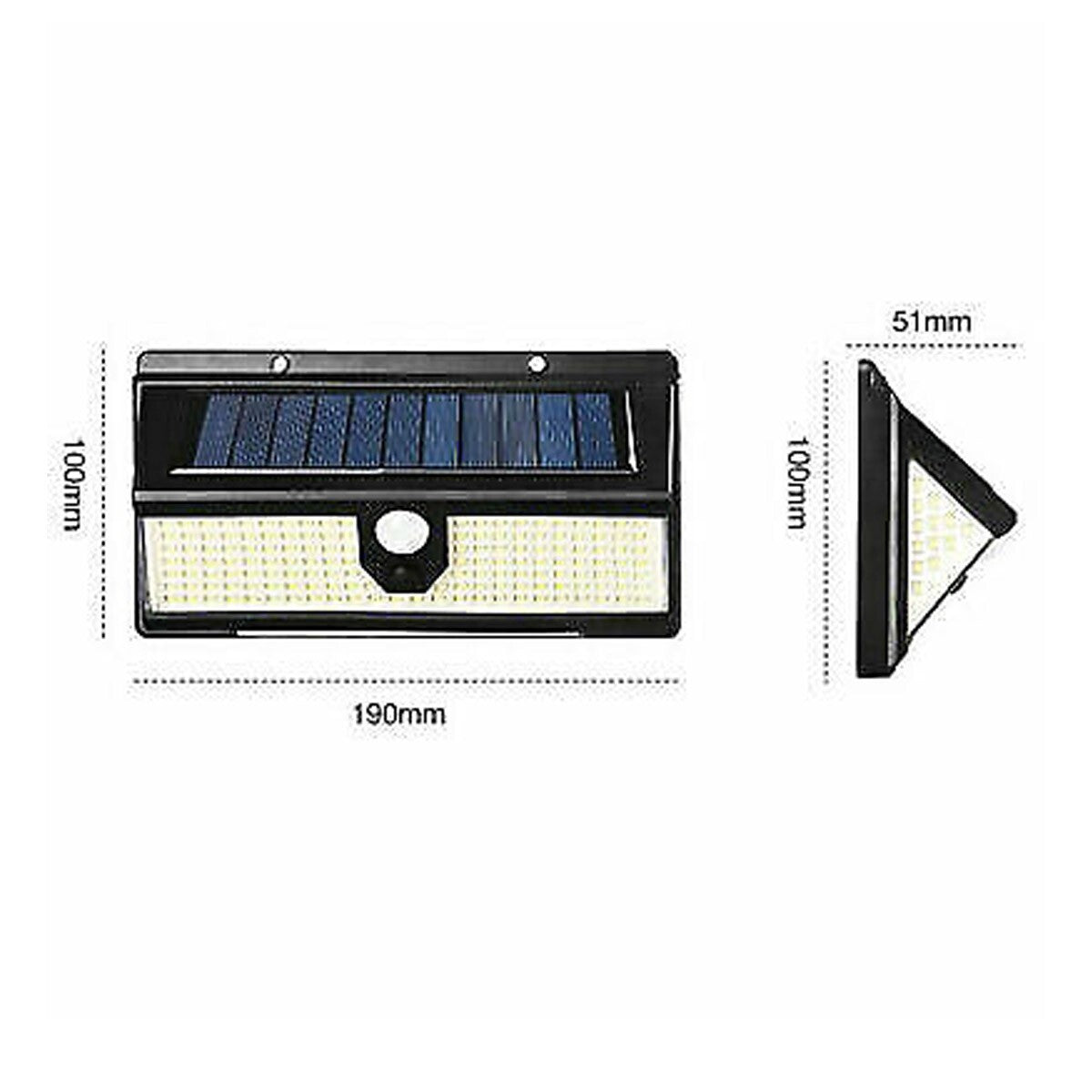 PROJECTEUR SOLAIRE EXTÉRIEUR 190 LED SMD LUMIÈRE D'URGENCE DÉTECTEUR DE MOUVEMENT B0519
