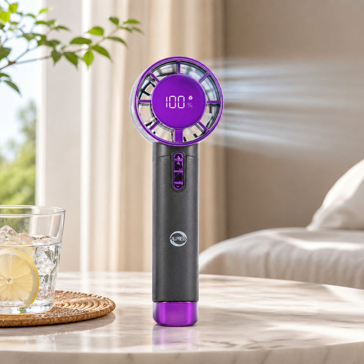 VENTILATORE PORTATILE RICARICABILE ARIA DISPLAY DIGITALE USB MINI FAN AS-06637