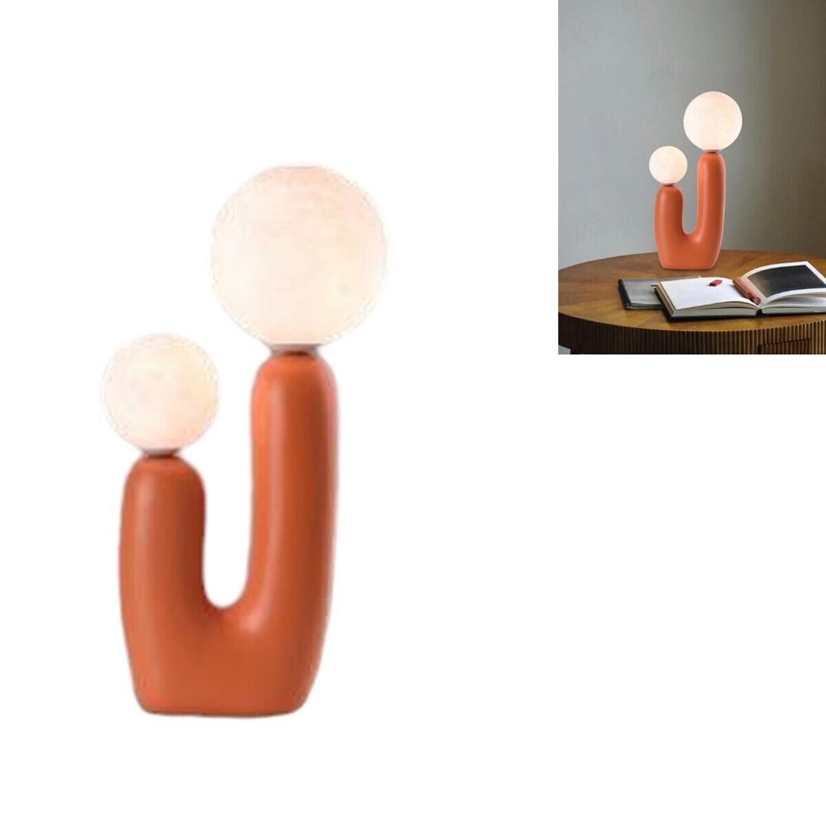 LAMPADA TAVOLO SCRIVANIA COMODINO LUME DOPPIA LAMPADINA G9 LUMETTO D14 ARANCIONE