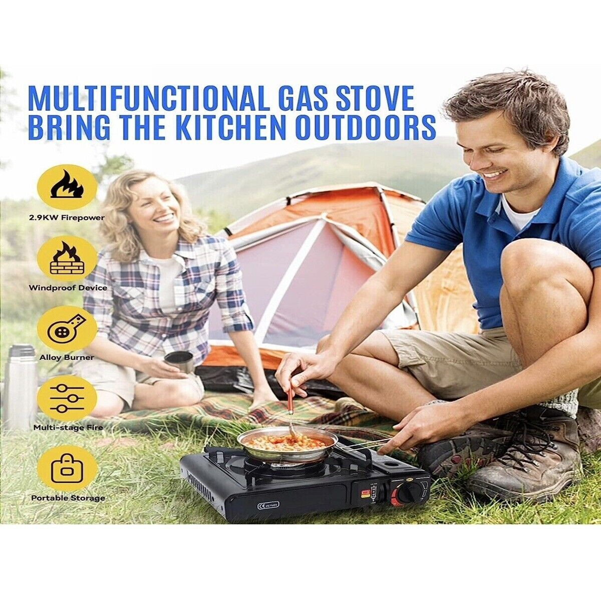 FORNELLO A GAS 1 FIAMMA PORTATILE CON VALIGETTA FORNELLINO DA CAMPEGGIO BDZ-155A