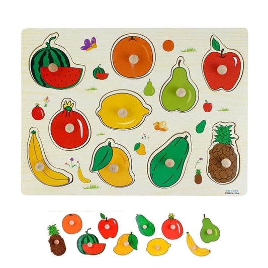 PUZZLE LEGNO A INCASTRO EDUCATIVO FRUTTA BANANA MELA SENSORIALE BAMBINI 52289