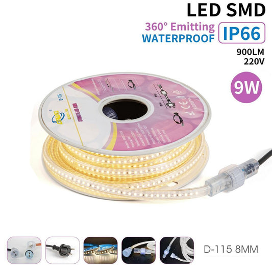 BANDE LED CMS 9W 10M IP66 ÉTANCHE LUMIÈRE BLANC NATUREL EXTÉRIEUR INTÉRIEUR
