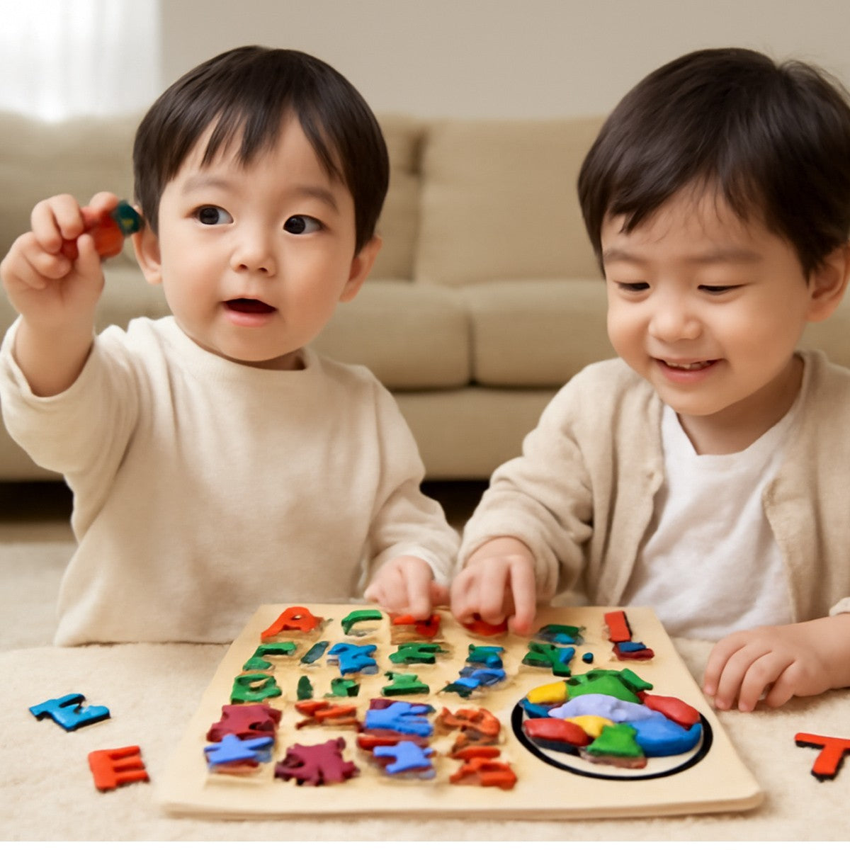 JEU ÉDUCATIF EN BOIS PUZZLE ALPHABET COULEURS ENFANTS MONTESSORI 22.5CM 07284