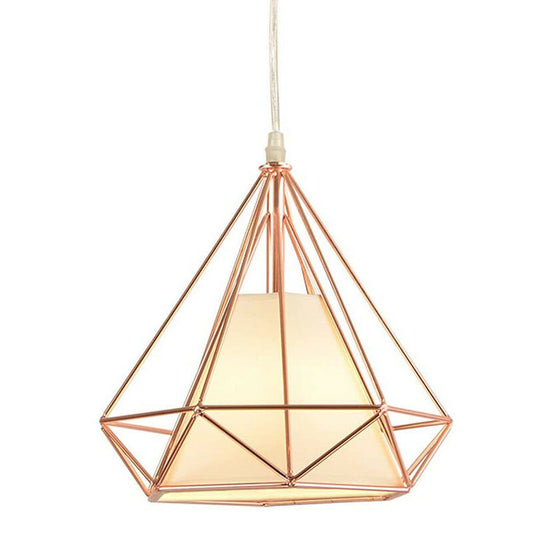 LUSTRE CAGE MÉTAL INDUSTRIEL RÉTRO E27 SUSPENSION VINTAGE OR ROSE SJ099
