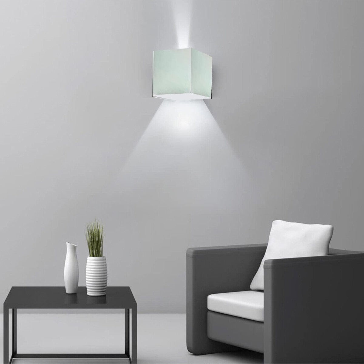 APPLIQUE LED COB LAMPADA PARETE 20W QUADRATO BIANCO FREDDO INTERNO ESTERNO 18