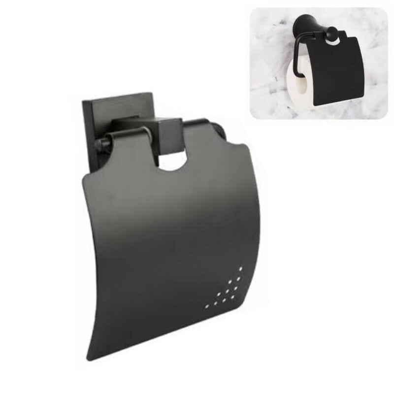 PORTE-ROULEAU PAPIER HYGIÉNIQUE MURAL TOILETTES SUPPORT NOIR SALLE DE BAINS 02095