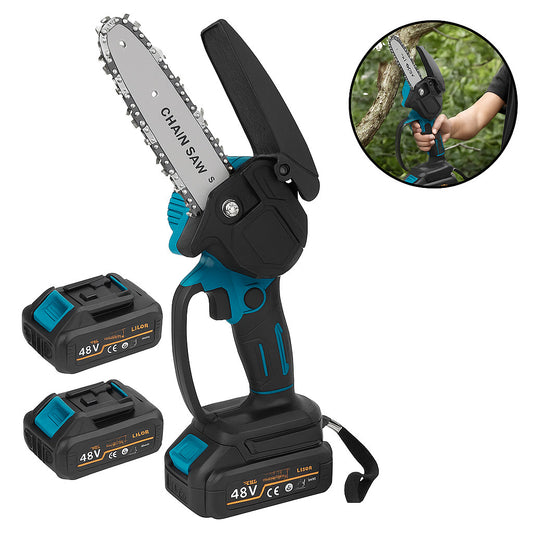 MINI MOTOSEGA 6" PORTATILE RICARICABILE A BATTERIA 48V POTATURA LEGNO SEGA 08206