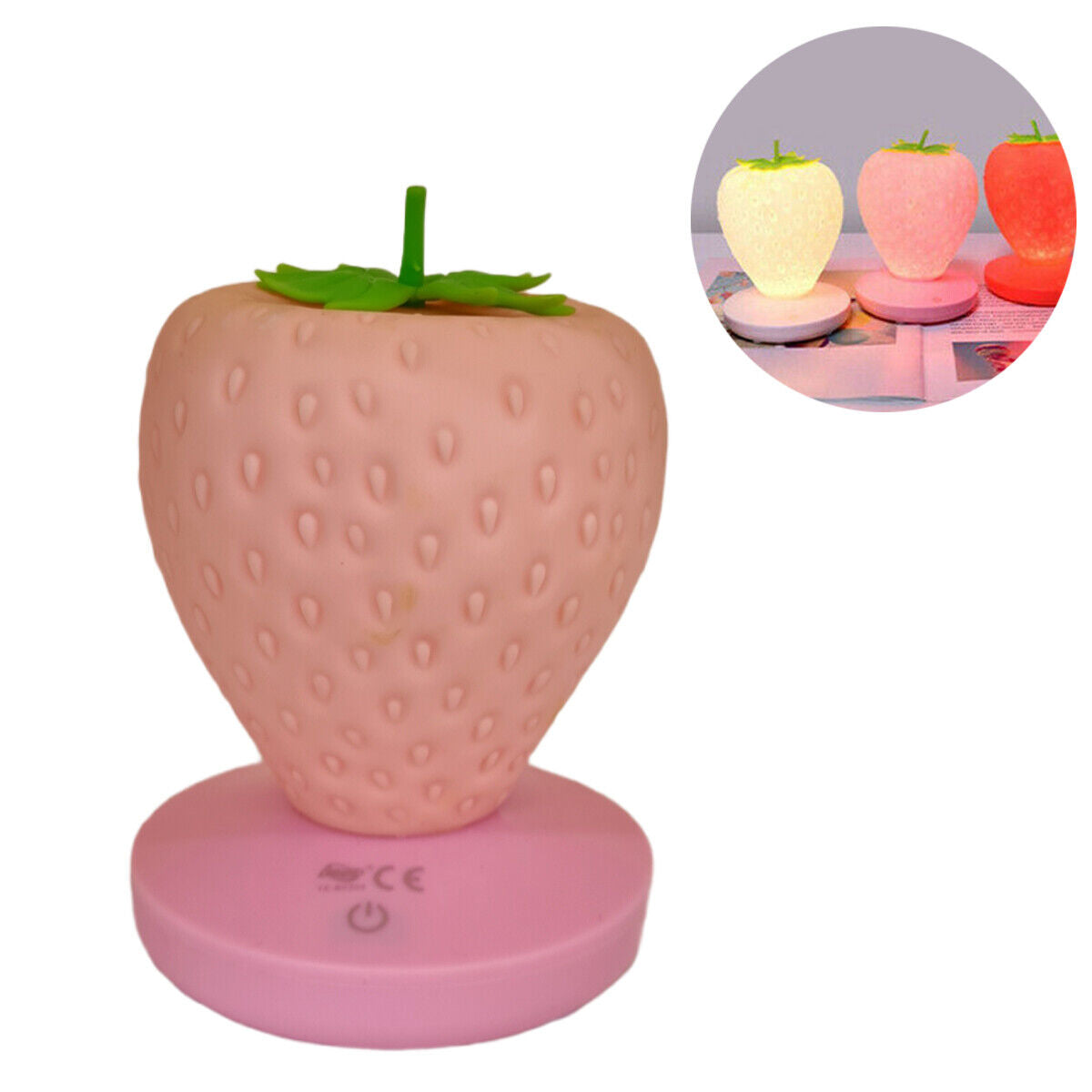 LUMINO LAMPADA FRAGOLA LED SILICONE TAVOLO COMODINO BAMBINI USB TE-B0308