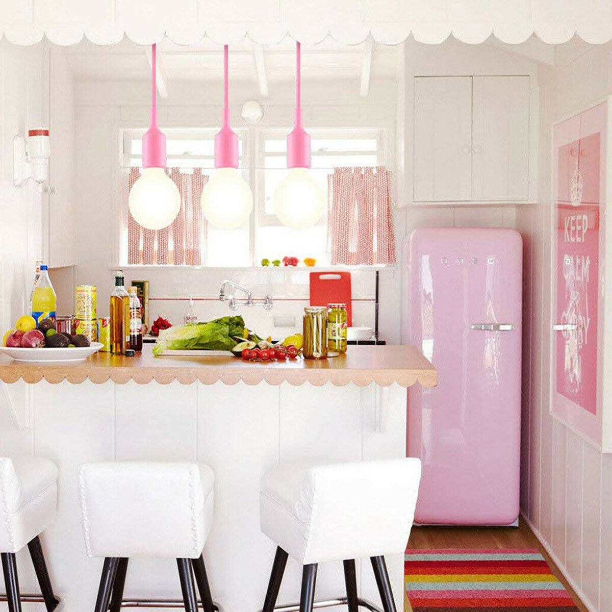 PORTALAMPADA A SOSPENSIONE PENDENTE LAMPADARIO SOFFITTO E27 ROSA DT-J02