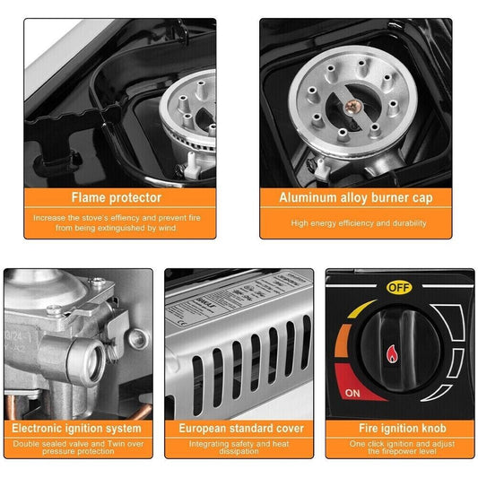 RÉCHAUD À GAZ 1 FEU PORTABLE AVEC MALLETTE BDZ-155A FOURNEAU DE CAMPING