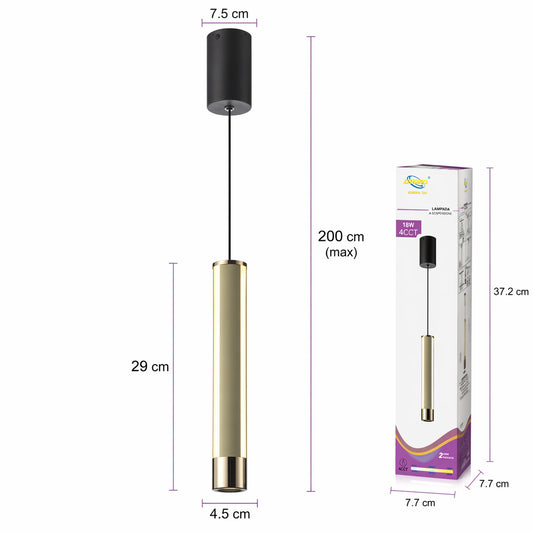 LAMPADA SOSPENSIONE LED 18W REGOLABILE 3 COLORI 3000K 4000K 6000K 1200LM LP001