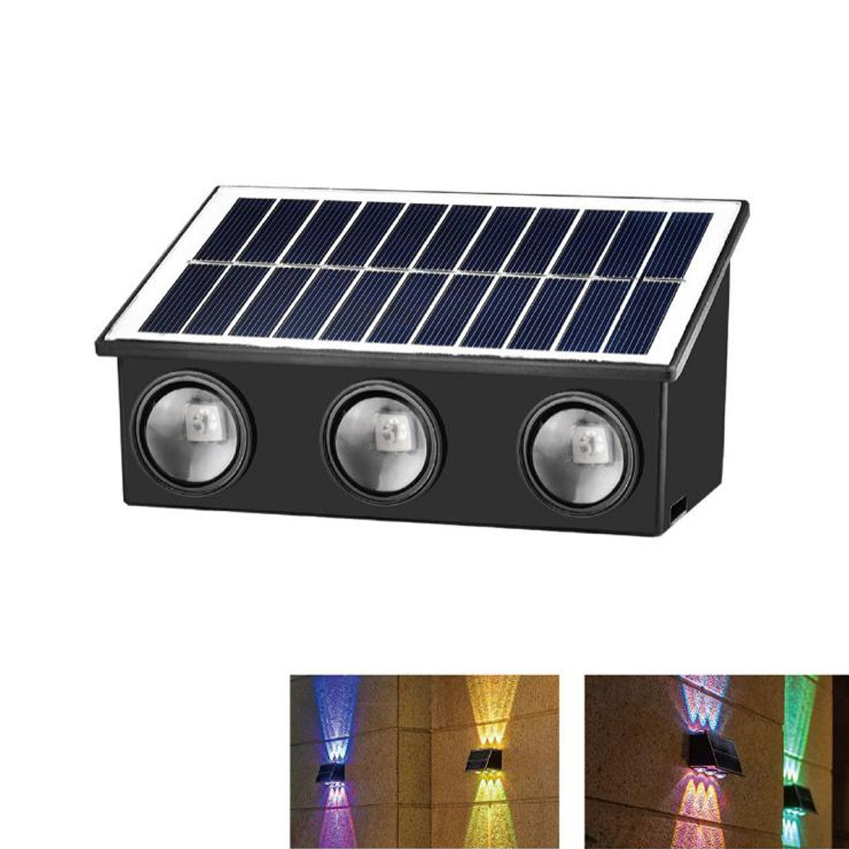 APPLIQUE LAMPADA 6 LED MURO PARETE SOLARE IP65 RGB GIARDINO TE-B0576*