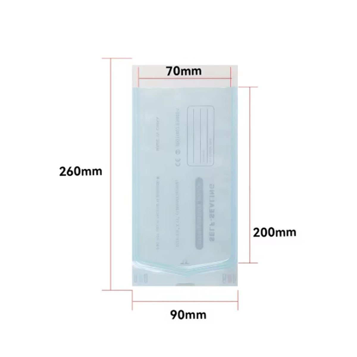 200 POCHETTES DE STÉRILISATION AUTO-ADHÉSIVES, SCELLABLES, POUR ESTHÉTICIENNES, DENTISTES, 90X260MM