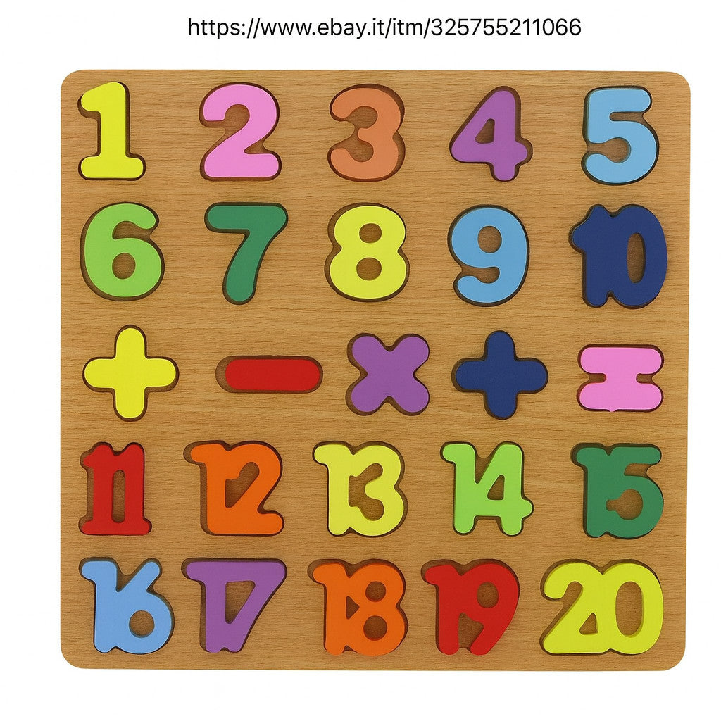 PUZZLE CON NUMERI LEGNO EDUCATIVO MONTESSORI COLORATO BAMBINI GIOCO 31570