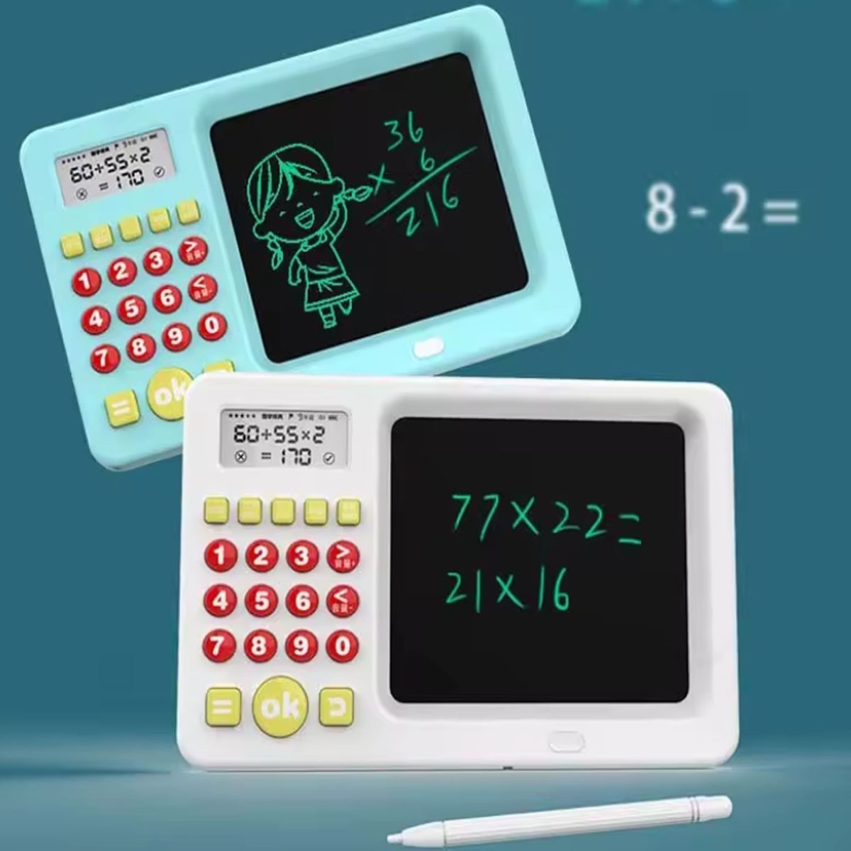TAVOLETTA GRAFICA LAVAGNA PENNA TABLET LCD DISEGNO BAMBINI CALCOLATRICE 06512