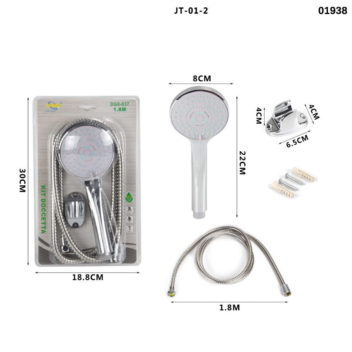 SOFFIONE BRACCIO DOCCINO UNIVERSALE BAGNO DOCCIA VASCA TUBO ROTONDO 01938