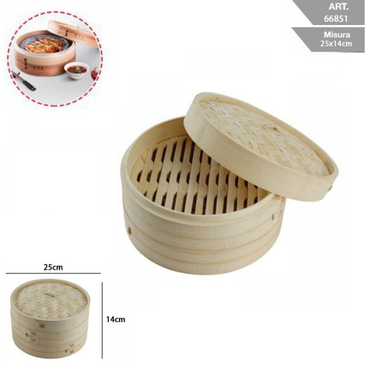 CUISEUR VAPEUR BAMBOU CUISINE SAINE ASIATIQUE ÉTAGES 25CM