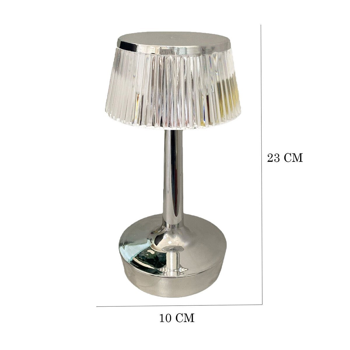 LAMPADA DA TAVOLO LED RICARICABILE TOUCH INTERNO EFFETTO CRISTALLO ARGENTO