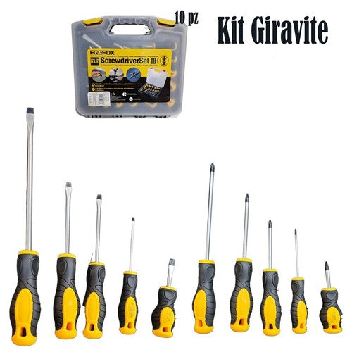 SET 10 PZ CACCIAVITI GIRAVITI MAGNETICI CON PUNTA A TAGLIO E CROCE VALIGIETTA