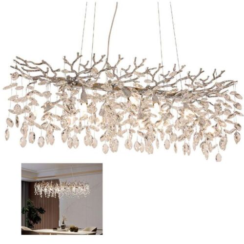 LAMPADARIO VINTAGE RAMI LUNGHI CRISTALLO GOCCIA D'ACQUA VETRO RISTORANTE HOTEL