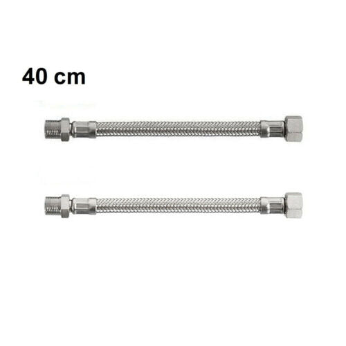 COPPIA TUBO FLESSIBILE 40CM TUBI DI INGRESSO 1/2X1/2 MASCHIO FEMMINA DGO-175