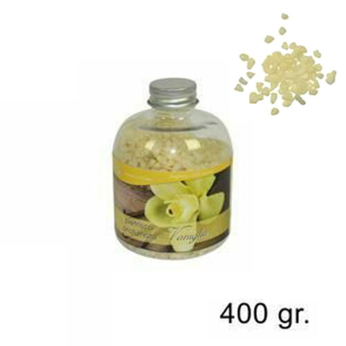 SET 2 PEZZI PIETRISCO PROFUMATO BOTTIGLIA 400GR FRAGRANZA VANIGLIA DECORO PIETRA