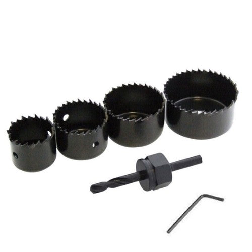 SET 4 FRESE LEGNO A TAZZA ATTACCO VARIE MISURE BUCHI TRAPANO SEGHE PUNTA